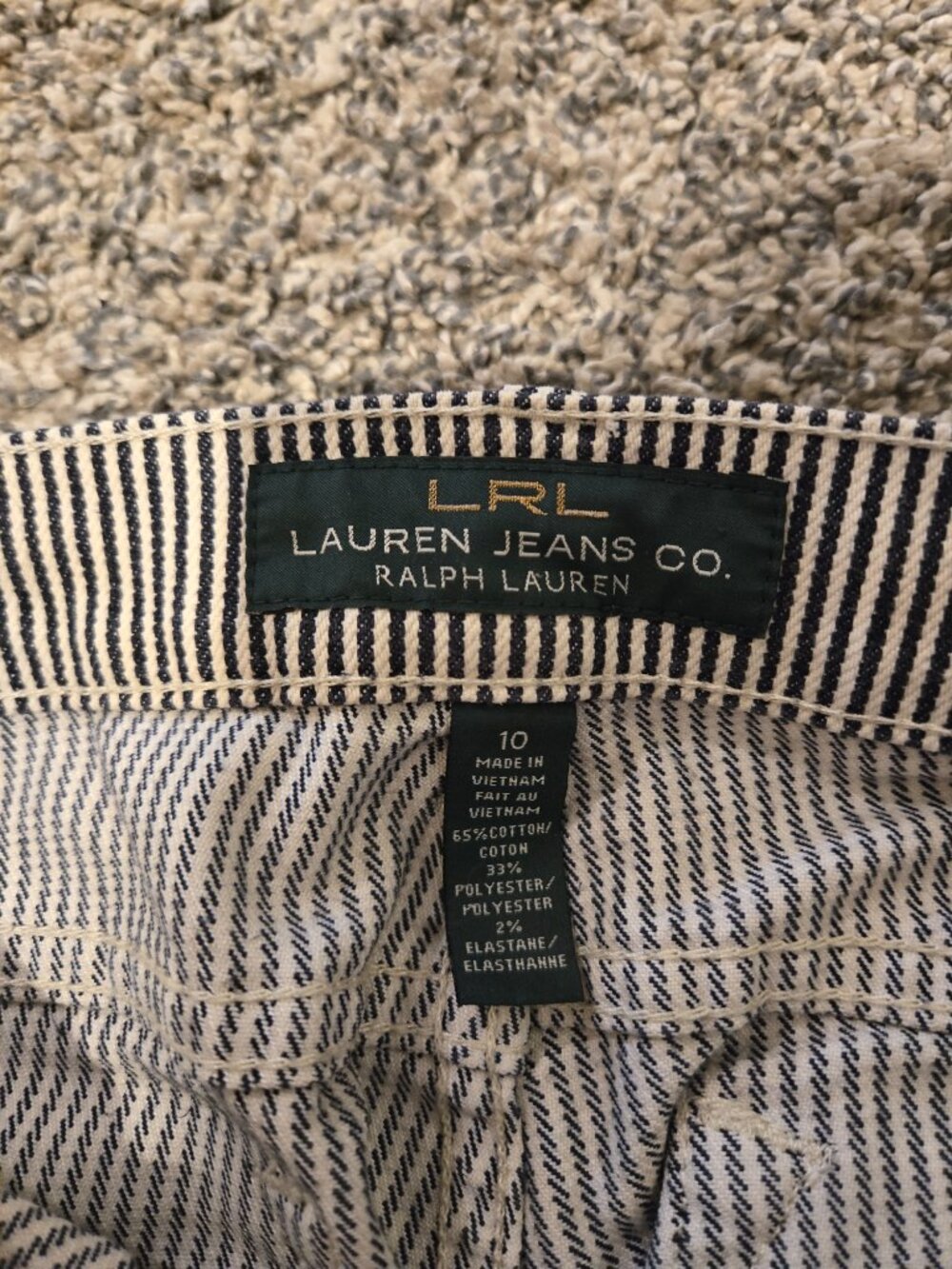 Lauren Ralph Lauren Black White Striped Straight Leg Jeans 10 - Picture 3 of 3